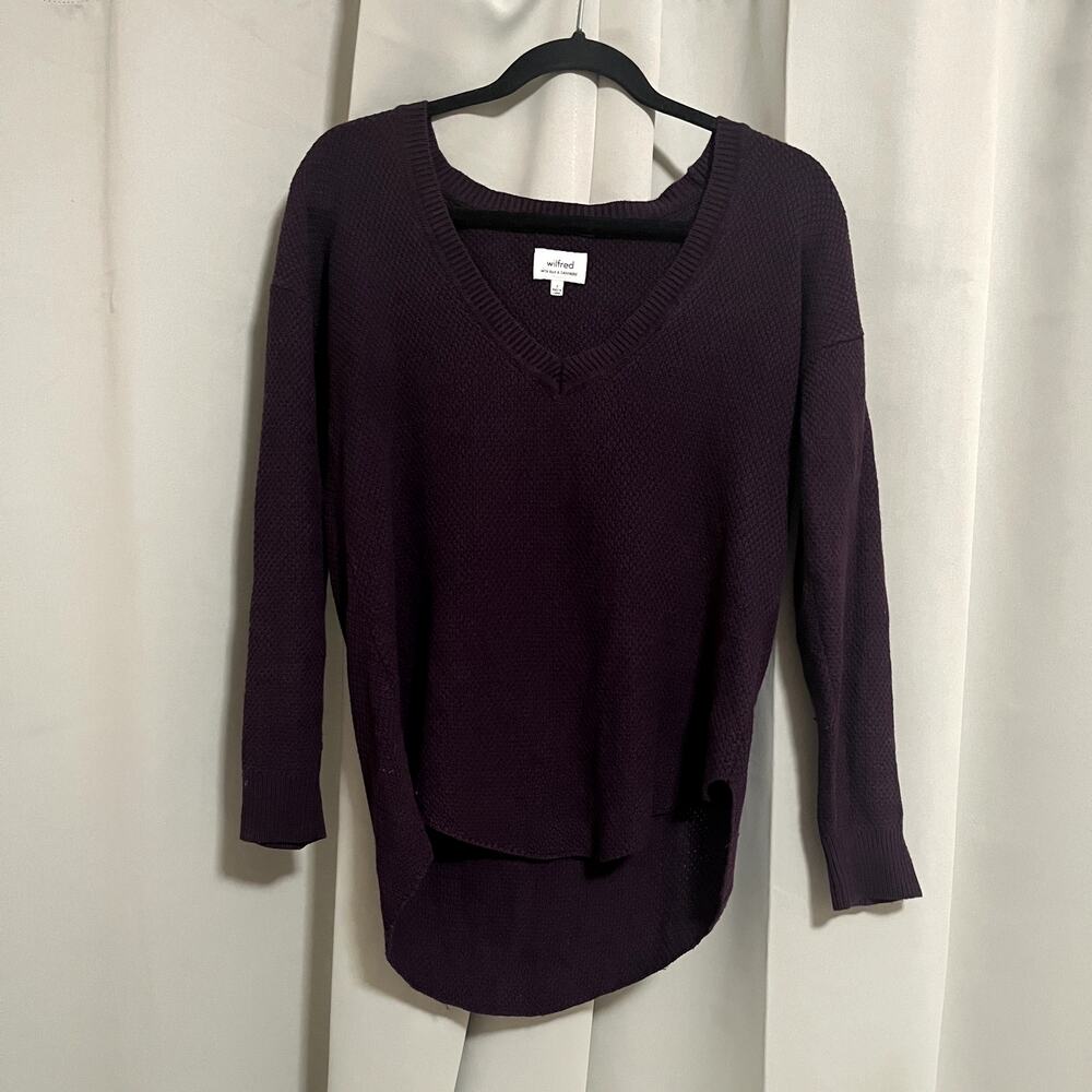 Aritzia Wilfred Silk & Cashmere Dark Plum/Purple Sweater Top